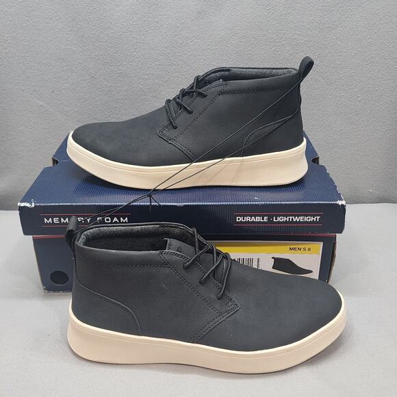 IZOD “Palmer” Men’s Faux Leather Lace-Up Sport Style Chukka Boot Black Sz 8 NIB - Picture 1 of 7